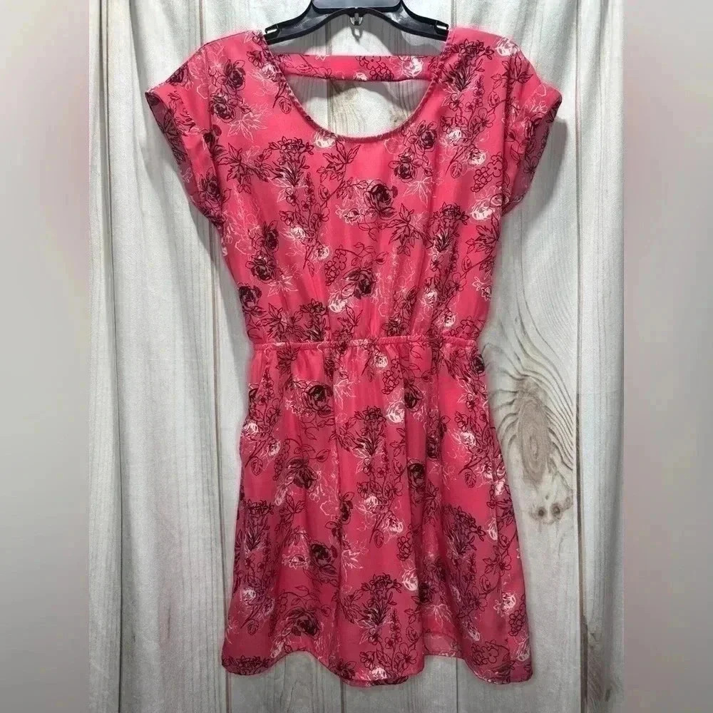Candies Juniors Pink‎ Black White Floral Mini Dress Size Small